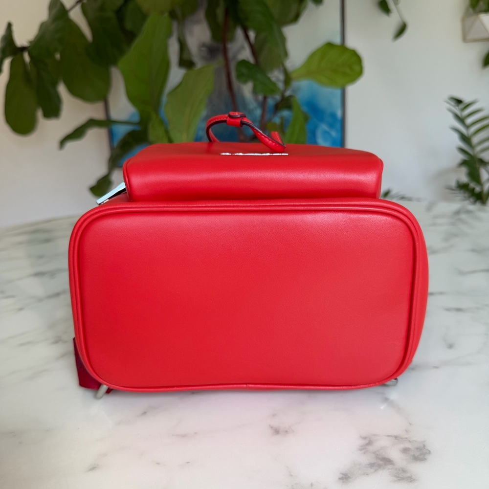 NWT Coach Pace Smooth Leather Backpack Miami Red / Silver CR100 Logo Straps - Picture 6 of 14